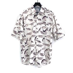 COLUMBIA Casual Button Down Freshwater Fish White Beige L